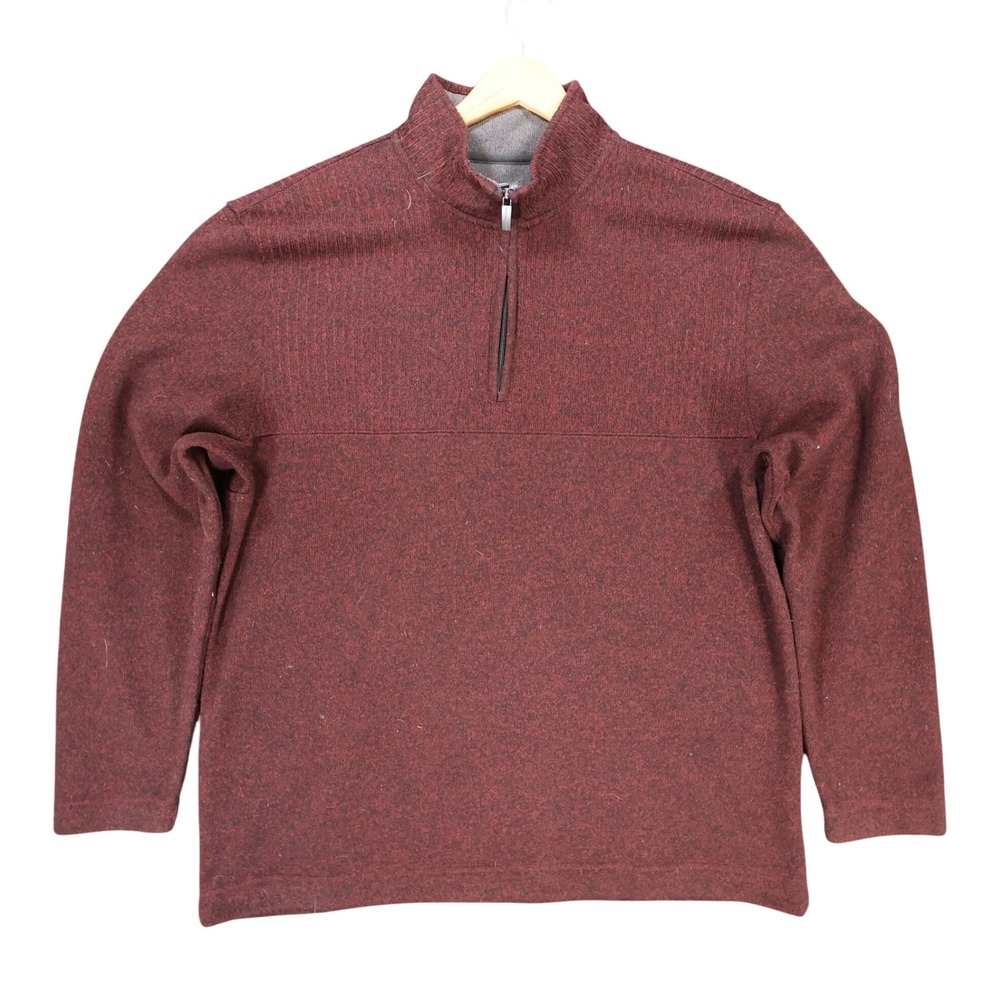 Van Heusen Quarter Zip Mens XL Burgundy Excellent Flex Pullover
